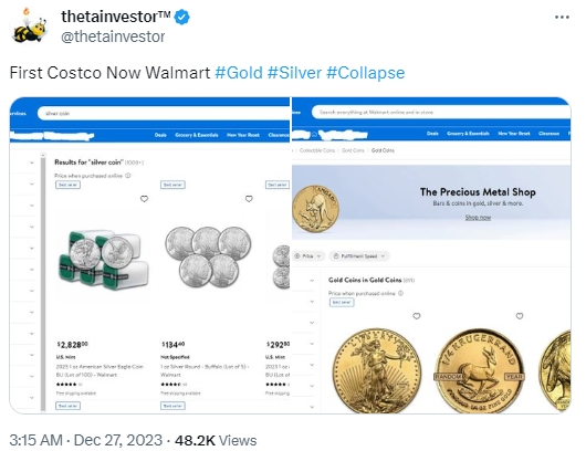 美国掀起“淘金热”！沃尔玛罕见出售金银，Costco1盎司金条单季销售额破亿