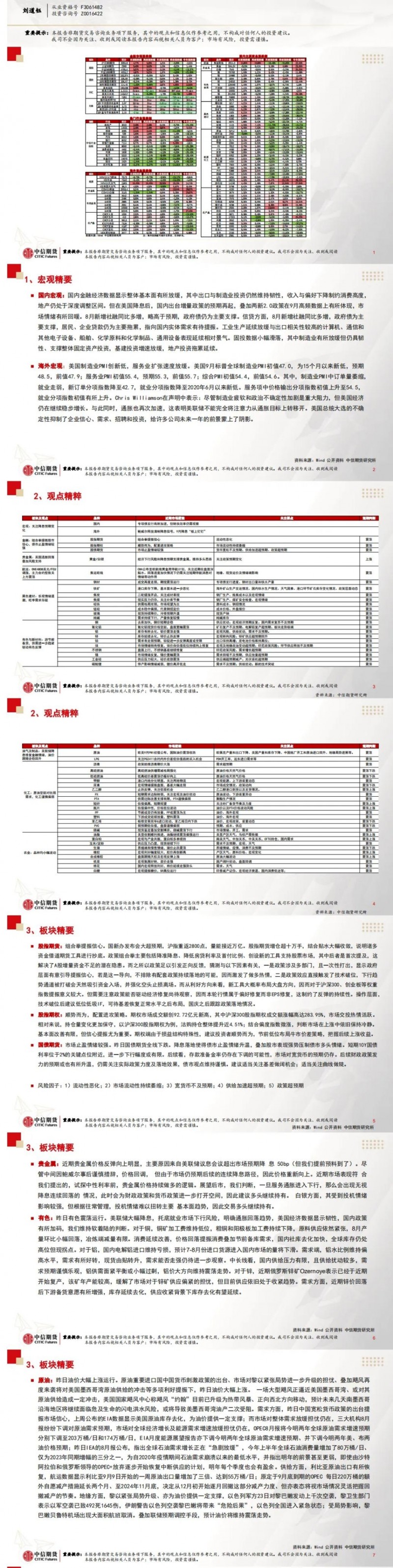 中信期货9月25日晨报：国新办发布会大超预期，商品普涨